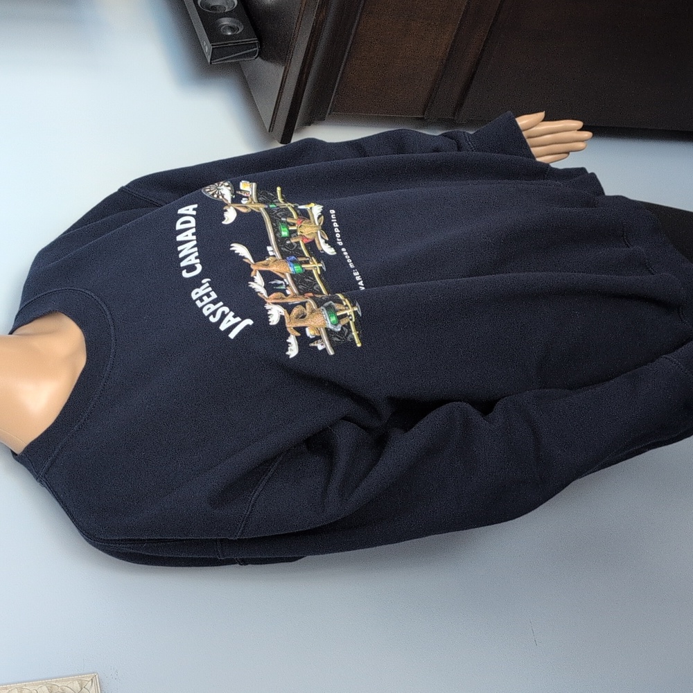 VTG Gildan Jasper Canada Moose Graphic Sweatshirt Cabincore SZ L - Picture 4 of 12